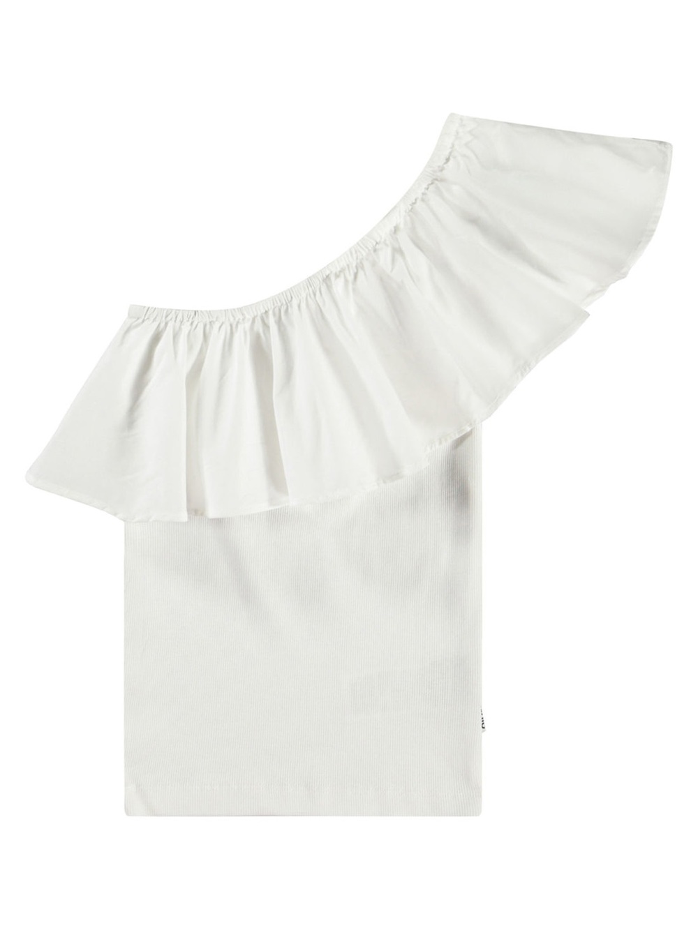 Molo White Off-Shoulder Ruffle Girls Top - size 7/8